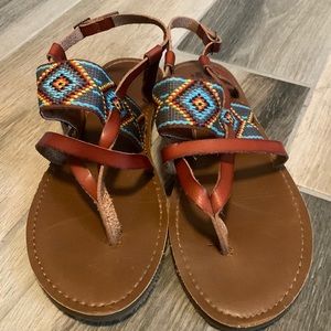 Mossimo Brown Aztec Boho Thong Sandals - Size 9